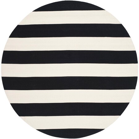Safavieh 3 x 3 ft. Montauk Flat Weave & Hand Loomed Round Area Rug; Black & Ivory MTK712D-3R